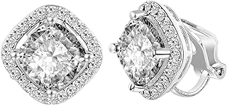 Yoursfs CZ Crystal Invisible Clip On Earrings For Women Cubic Zirconia Silver Wedding Clip Earrings