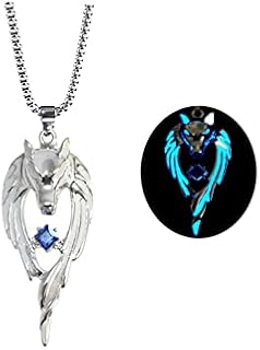 Glow in the Dark Wolf Totem Necklace with Stainless Steel Cable Chain for Men and Women - Luminous Animal Design Pendant