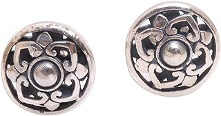 NOVICA Handcrafted .925 Sterling Silver Lotus Flower Stud Earrings with French Wire Back Finding, Handmade in Indonesia