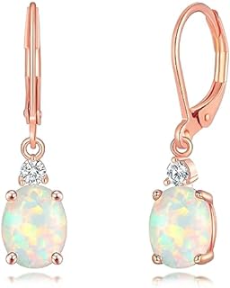 CiNily Opal Dangle Earrings for Women Trendy 14k Gold Plated Drop Dangle Earrings Created Fire Opal Drop Earrings Hypoallergenic Birthstone CZ Earrings Jewelry Gifts for Men Teen Girls