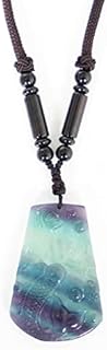 Orientrea Fluorite Pendant-Handmade Natural Rainbow Fluorite Pendant Necklace for Women Men, Healing Crystal Fluorite Stone