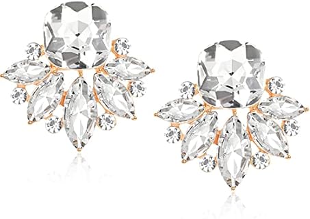 Chic Push-Back Rhinestone Drop Earrings with Crystal Cluster Design for Stylish Women