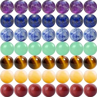 Cmidy Artisan 7 Chakra Bead Necklace in Genuine Natural Stones, Round Design, Ideal for DIY Jewelry - Bracelet, Earrings, and More, Multicolored 8mm Beads, Pack of 100
