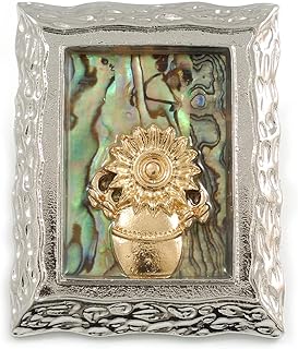 Silver/Gold Tone Abalone Element Picture Frame Brooch - 50mm Tall