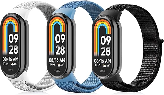 Aceyoon Lot de 3 Bracelets Élastiques en Nylon Compatibles avec Xiaomi Mi Band 8/9, Séchage Rapide et Réglables pour Homme et Femme, Parfait pour le Sport