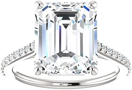 Dazzling 5 Carat Emerald Cut Engagement Ring with Cubic Zirconia for Her, Majesty Design by Nitya Jewels