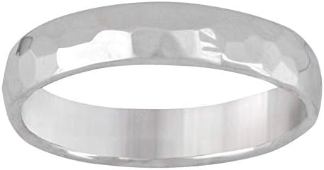 Silverly Women's 925 Sterling Silver Ring - Men's Rings - Hammered Wedding Band - Simple Stacking Engagement Rings for Her - Wedding Rings His and Hers - Stackable Wedding Ring