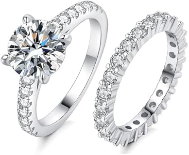 1.5CT Center Moissanite Stackable Engagement Rings Eternity Promise Wedding Ring D Color VVS1 Clarity 925 Sterling Silver Bridal Rings Sets for Women