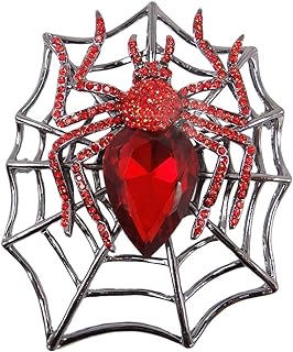 EVER FAITH Rhinestone Crystals Halloween Spider Web Teardrop Brooch Pendant