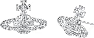 Saturn Planet Earrings Aesthetic Cubic Zircon Silver Saturn Planet Stud Earring Jewelry for Women Girls Gift