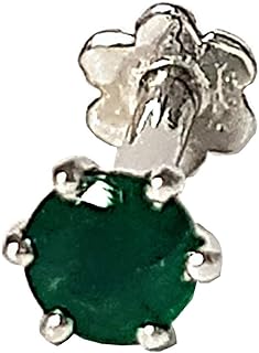 Diwani 14k Gold Nose Stud with 4.0mm Natural Emerald, Screw Back Post for Versatile Body Piercing, Engagement and Wedding, Crafted in India