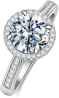 Women's Moissanite Engagement Rings,925 Sterling Silver Moissanite Ring with 18K Gold Plated for Women Round Sparkle Engagement Rings,Brilliant D Color VVS1 Engagement Couple Rings1.5/2/3/4CT
