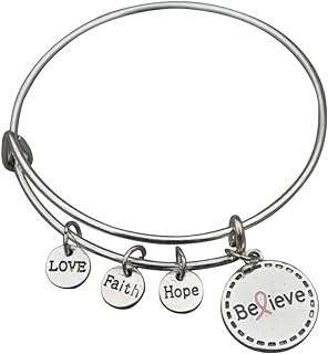 Breast Cancer Charm Bracelet with Lobster Claw Clasp & Box Chain Design for Survivors - Infinity Collection Awareness Shape