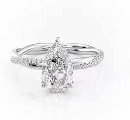 MRENITE 10K 14K 18K Gold 1CT 2CT 3CT Pear Cut Moissanite Engagement Ring for Women Pear Shaped Wedding Anniversary Promise Ring for Her