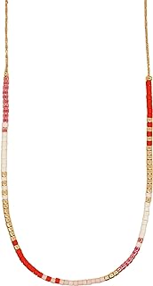 Gold Dainty Layered Beaded Choker Necklaces for Women Teen Girls, Boho Handmade Stackable Colorful Seed Beads Chain Necklace Summer Beach Bohemian Jewelry Gift