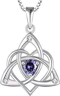 STARCHENIE Celtic Knot Necklace for Women 925 Sterling Silver Trinity Love Knot Pendant Birthstones Jewelry