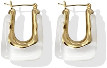Chunky Hoop Earrings Clear Earrings for Women Lucite Earrings Resin Drop Earrings Square Hoop Earrings Retro Waterdrop Earrings Geometric Earrings Jewelry Gift for Women