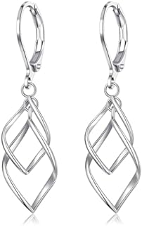 Leverback Silver-Plated-Brass Dangle Earrings for Women - Lightweight, Hypoallergenic, Double Linear Design - Ideal for Gift