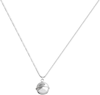 925 Sterling Silver Small Jingle Bell Choker Necklace for Women and Teen Girls, Adjustable Box Chain, Minimalist Christmas Jewelry Gift with Free Box