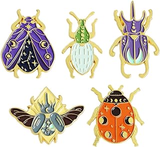 STOBOK Enamel Pins Set - Women's Adorable Beetle Brooches (Alloy Metal), Butterfly Clasp, Chic Accessory for Backpacks -5 Pcs Ladybug/Butterfly/Beetle Designs