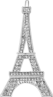 Gyn&Joy Silvery Tone Clear Crystal Rhinestones Eiffel Tower Fashion Brooch Pin