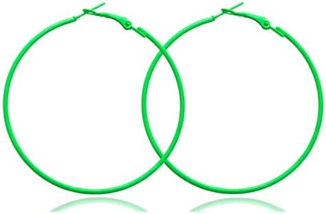 Hoop Earrings for Women 60MM Colour Hoops Earrings Pink Black 80s 90s Large Retro Neon Earrings Party Accessories for Women Girls Gift