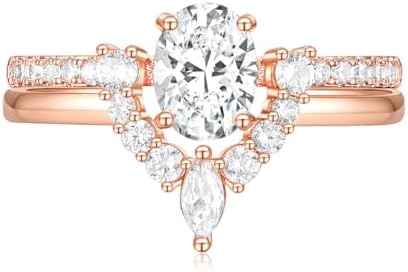 TIGRADE 1.5CT Bridal Ring Sets Oval Cut Cubic Zirconia Wedding Band Curved CZ Engagement Stackable Rings for Women Size 3-12