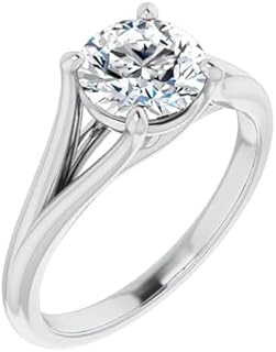 IGI Certified Lab Grown Diamond Solitaire Engagement Wedding Ring in 14K White Gold for Brides, Size 4