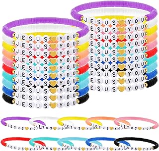 Kids' Religious Charm Bracelet with Polymer Clay Beads - Jesus Loves You Design