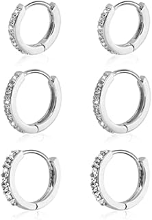 Gold Rhinestone Hoop Earrings with Hinged Hoop Back, Ideal for Women, Featuring Timeless Design - Yolev 3 Pairs Set in Various Sizes (8mm, 10mm, 12mm)