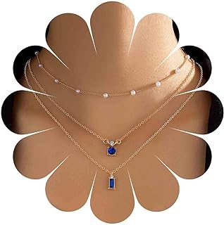 Boho Green Emerald Choker Necklace Layered Green Emerald Necklace Choker Vintage Pearl Strand Necklace Vintage Emerald Square Pendant Necklace Jewelry for Women and Girls