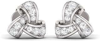 Celebrity Diamond Stud Earrings with 14K White Gold Chain and Push-Back Design for Women, Trinity Knot Shaped