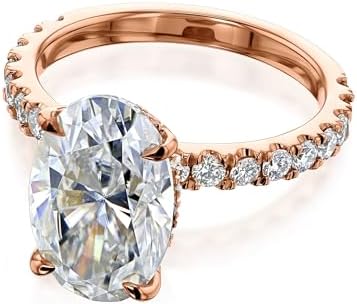4 Carat Lab Grown Diamond and Moissanite Engagement Ring for Her, Oval Design with 14K Rose Gold