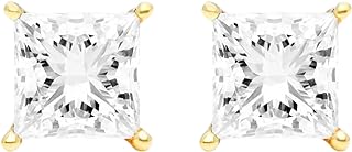 Women's Diamond Stud Earrings Lab Grown Diamond Princess Cut Certified (1/4 to 1.00 cttw, F-G Color, VS1-VS2 Clarity) 14k Gold Diamond Earrings