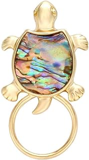 Gold Sea Turtle Natural Abalone Shell Clip Eyeglass Holder Brooch Jewelry