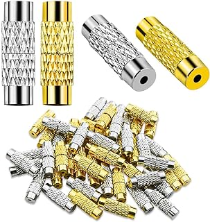 50 Pcs Brass Screw Twist Clasps for Jewelry Making Barrel Clasp Cord End Caps for DIY Bracelet and Necklace Brass Barrel Tube Fastener Jewelry End Tip Sets Craft Supplies Barrel Clasps for Waist Beads