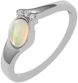 925 Sterling Silver Ethiopian Opal & Cubic Zircon Engagement Ring for Women, Elegant Design