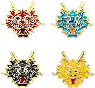 Dragon Head Brooch Set for Women Men Cute Cartoon Animal Dragon Brooch Fashion Enamel Crafts Lapel Pins Creative Zodiac Badges Couple Jewelry Gift