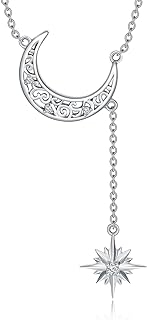 Box Clasp Diamond Starburst Moon Pendant Necklace - Cable Chain - Lab Grown Diamond - Perfect for Women and Girls - Intricately Designed