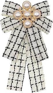 Butterfly Clasp Faux Pearl Bow Brooch Trendy Design for Women and Girls - Elegant Apparel Accessory/Gift for Birthdays, Christmas, Graduations & Anniversaries