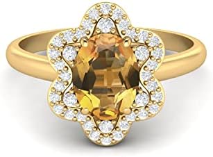MOONEYE 8x6mm Oval Shape Natural Citrine Gemstone 925 Sterling Silver Engagement Women's Ring