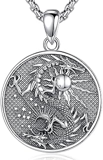 925 Sterling Silver Dragon Pendant Necklace with Lobster Clasp and Stainless Steel Box Chain, Unisex Design