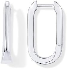 PAVOI 14K Gold Plated Sterling Silver Posts U-Shaped Link Hoop Earrings for Women | Lightweight Long Huggies Earrings