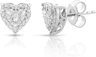 Natalia Drake 1/4 Cttw Heart Shaped Diamond Jewelry Earrings for Women or Womens Necklace in 925 Sterling Silver
