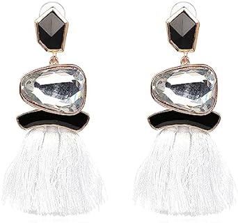 Vintage Drop Dangle Earrings Boho Statement National Style Tassel Fringe Earring Rhinestone Crystal Long Earrings for Women Girls