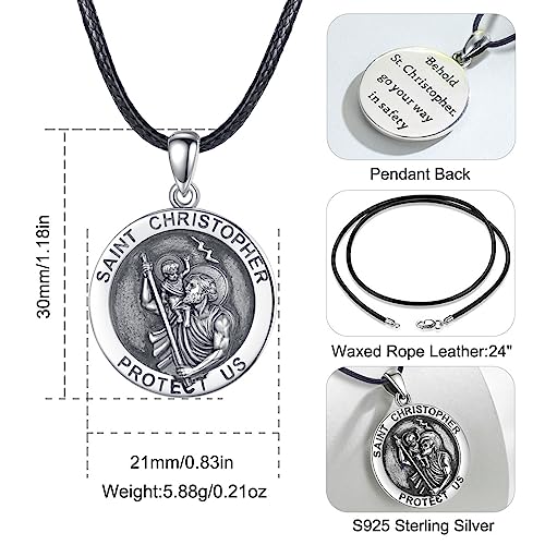 EUDORA 925 Sterling Silver St Michael/St Christopher/St Benedict/Virgin Mary/San Judas Tadeo/Good Shepherd Cross/Archangel Necklace Medal Pendant Protection Religious Amulet Jewelry For Men Women