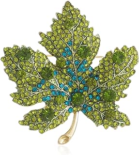 Premium Maple Leaf Brooch for Women Rhinestone Crystal Leaf Brooch Pin Blue/Green/Red Maple Leaf Brooch Lapel Pin Clothing Hat Bag Accessories for Christmas Valentine's Day Birthday Gift