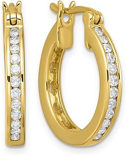 Araiya Fine Jewelry 10k Yellow Gold Diamond Hoop Earrings with Wire & Clutch Back Finding