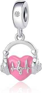 QeenseKc Nurse Stethoscope Medical Music Note Pendant Charms Heartbeat Life Pulse Enamel Beads for Pandora Bracelet