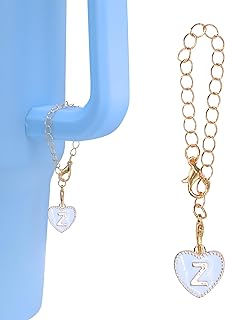 Heart-Shaped Name Charm Bracelet with Lobster Clasp, Alloy Gem for Personal Identification on Stanley Tumbler Cups - Flewfun Design, 1pc
